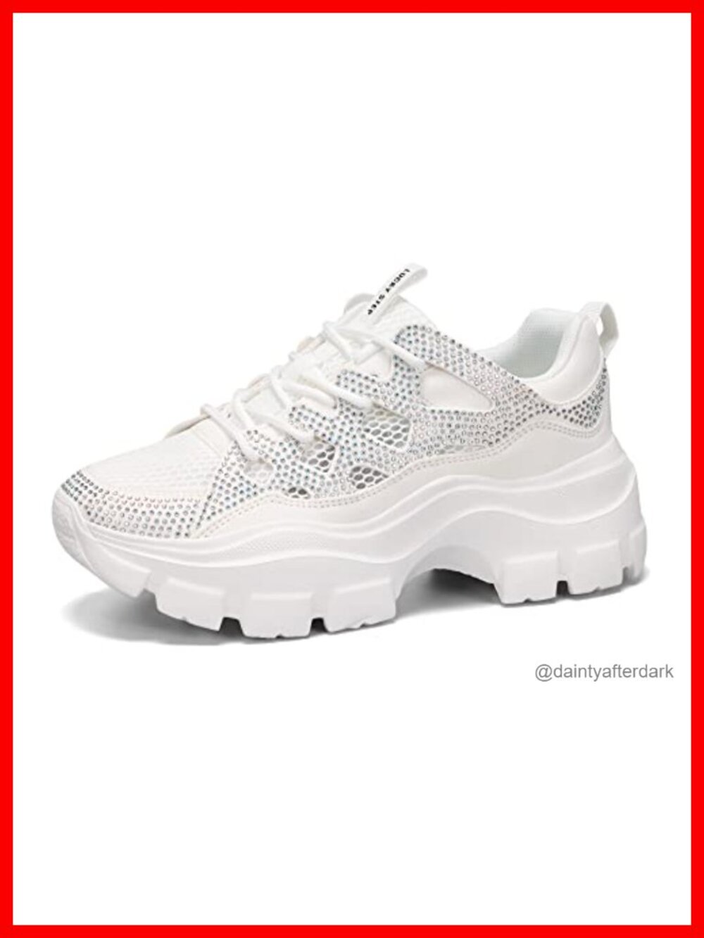 Chunky Platform Sneakers Lace-Up Walking Shoes Reflective Casual